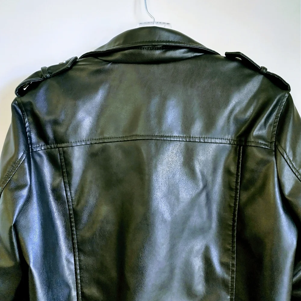 NWOT Shein Black PU Leather Women's Moto Jacket. - Picture 13 of 15